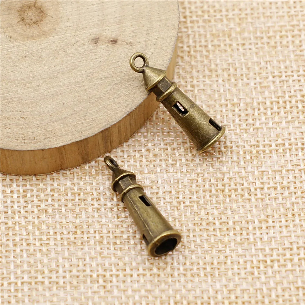 25x8mm 1.5g Multicolor Zinc Alloy Lighthouse Charm Pendant for DIY Nautical Jewelry Making