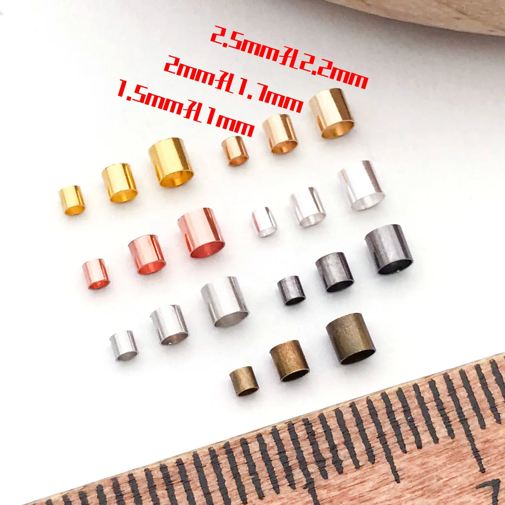 Copper Tube Crimp Beads Positioning Spacer Beads for DIY Beading Necklace Bracelet Ends
