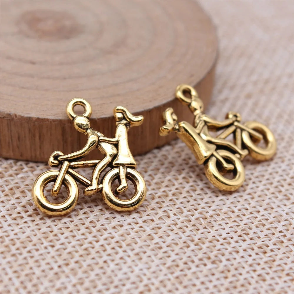 21x18mm 2.25g Multicolor Zinc Alloy Couple Bicycle Charm Pendant for DIY Necklace Bracelet Making