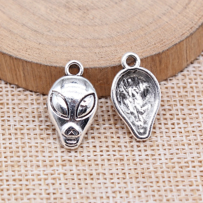 19x11mm 1.2g Antique Silver Zinc Alloy Alien Charm Pendant for DIY Handmade Jewelry Accessories