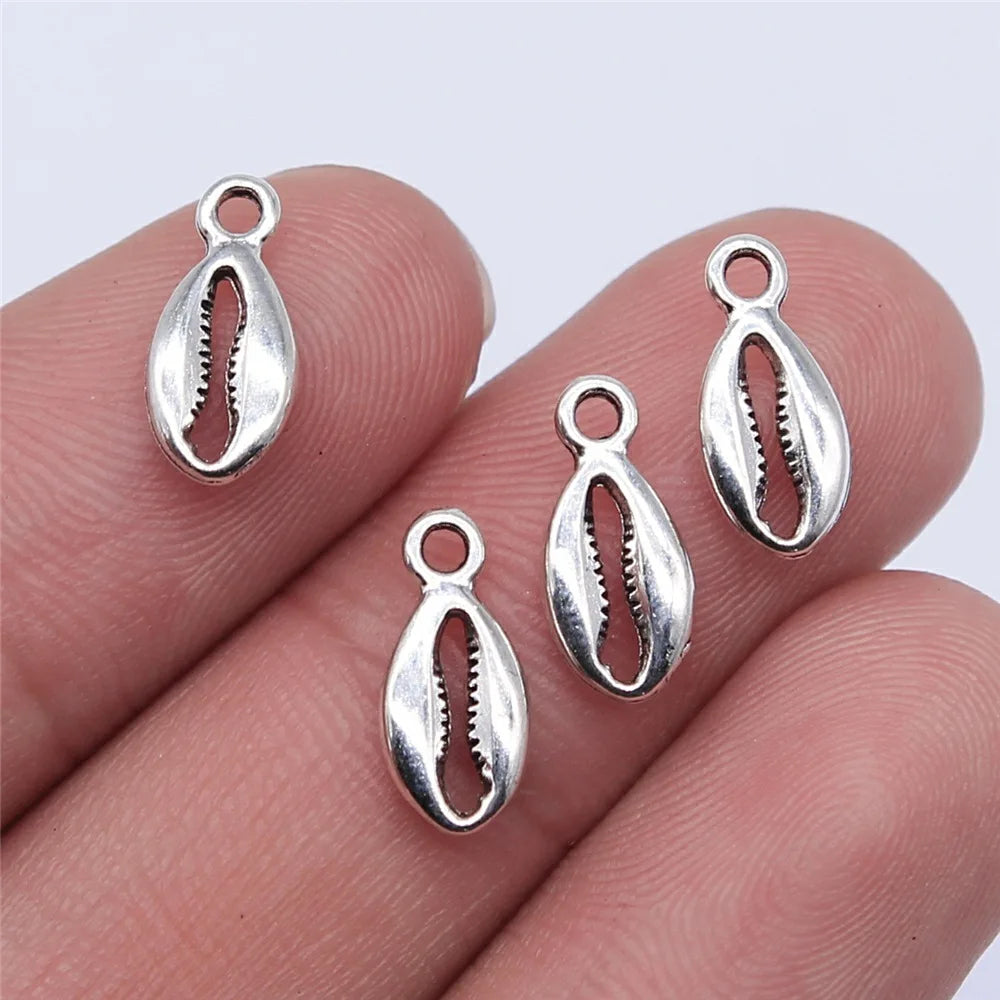 13x6mm 0.35g Antique Silver Zinc Alloy Shell Charm Pendant for DIY Ocean Theme Jewelry Making