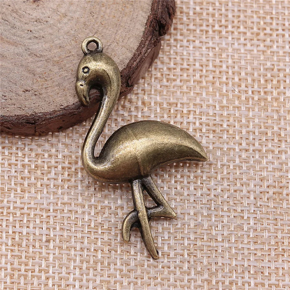 47x25mm 3.4g Multicolor Zinc Alloy Flamingo Bird Charm Pendant for DIY Necklace Bracelet Jewelry Making