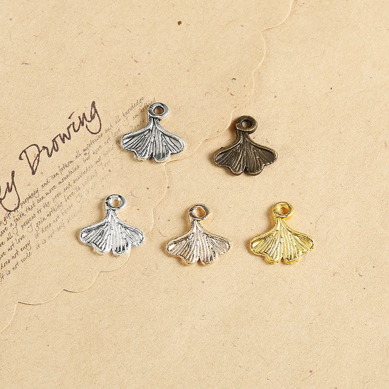13x12MM Zinc Alloy Ginkgo Leaf Charm Pendant for DIY Necklace Bracelet Jewelry Making