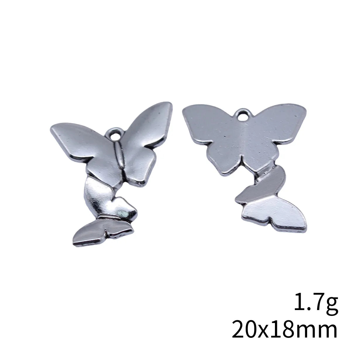 20x18mm 1.7g Antique Silver Zinc Alloy Butterfly Charm Pendant for Garment Decoration and Jewelry Making