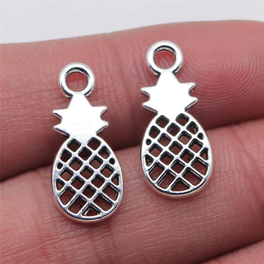 9x21mm 0.9g Multicolor Zinc Alloy Pineapple Charm Pendant for DIY Fruit Theme Jewelry Making