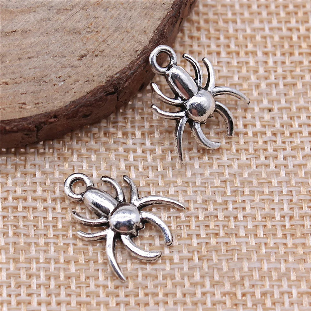 17x14mm 0.9g Multicolor Zinc Alloy Spider Insect Charm Pendant for Halloween DIY Jewelry Making