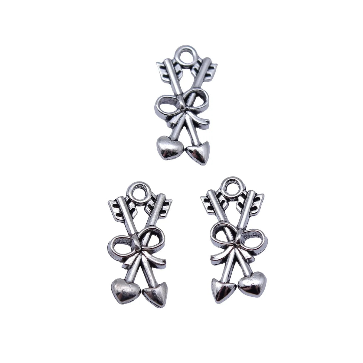 19x9mm 1.1g Antique Silver Zinc Alloy Heart Bow Arrow Butterfly Charm Pendant for DIY Bracelet Necklace