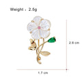 Elegant Floral Four Leaf Clover Brooch With Mother Of Pearl Rhinestone Alloy Lapel Pin Corsage Gift