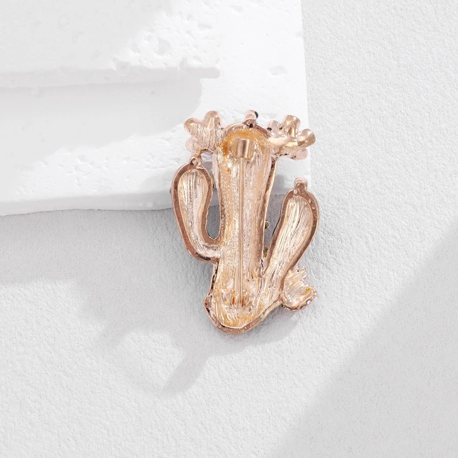 Elegant Enamel Cactus Alloy Rhinestone Brooch With Pink Flowers, Women's Lapel Pin Sweater Suit Gift