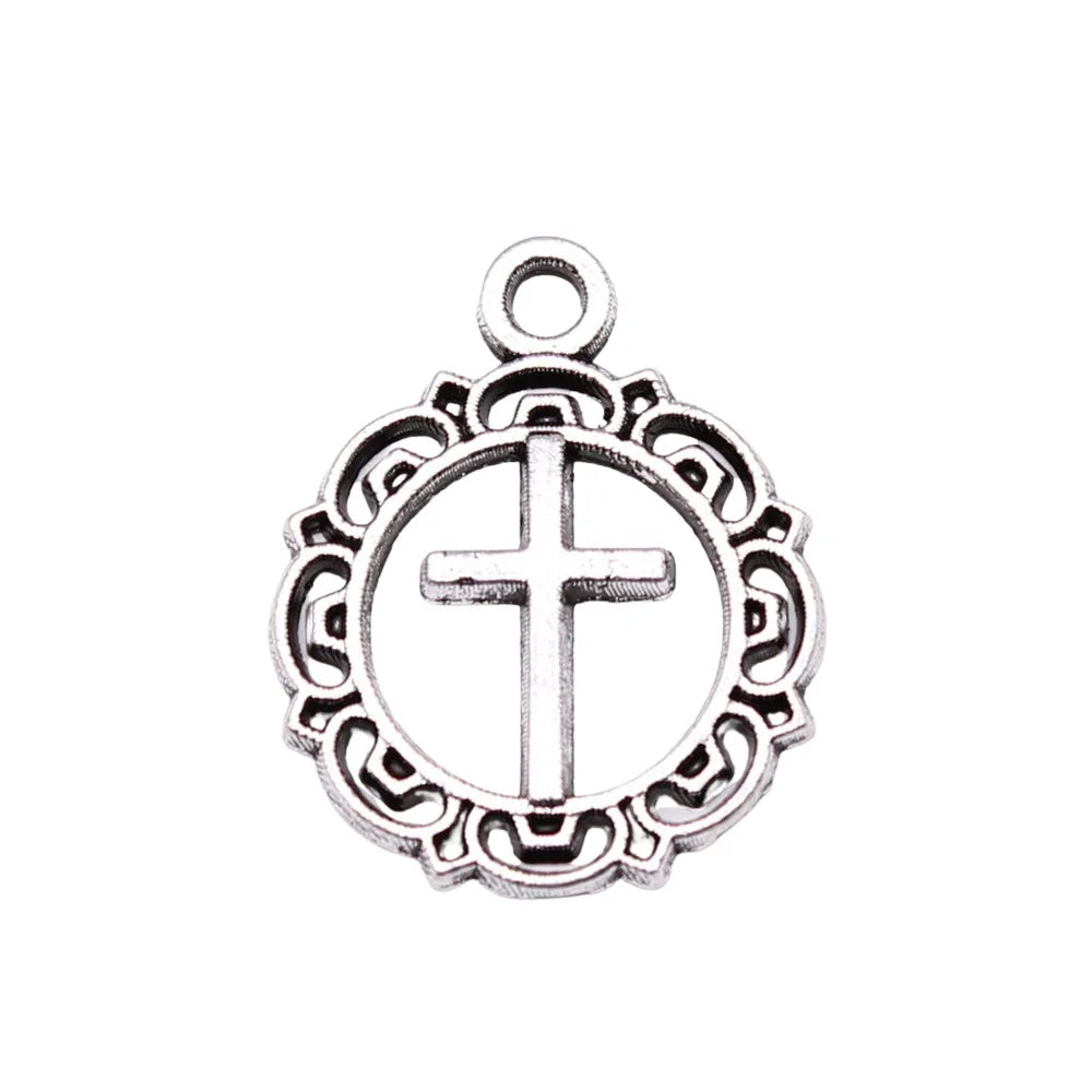 19x16mm 0.8g Antique Silver Zinc Alloy Cross Charm Pendant for DIY Bracelet Necklace Jewelry Making