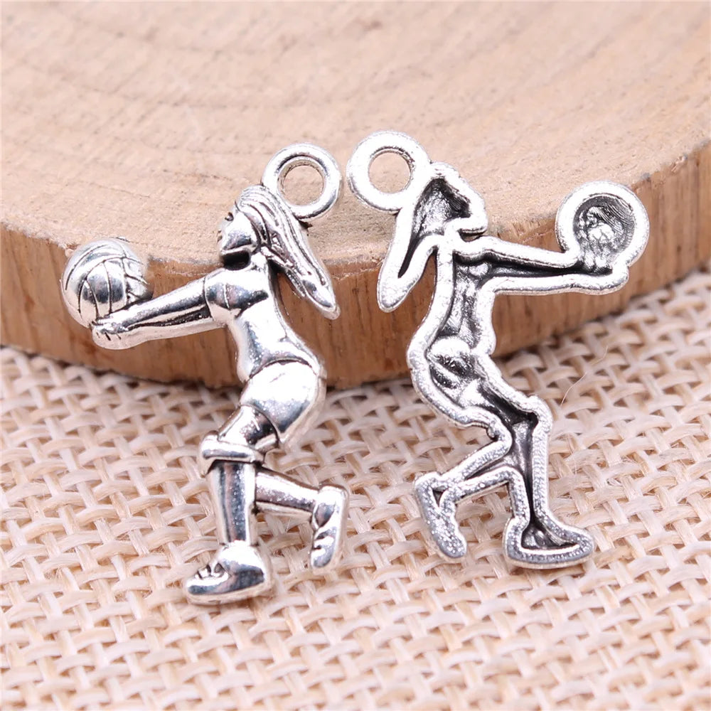 23x14mm 1.12g Multicolor Zinc Alloy Volleyball Charm Pendant for DIY Sports Theme Jewelry Making
