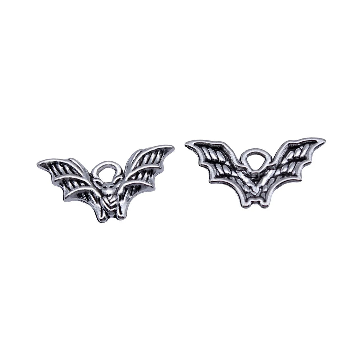 20x10mm 0.62g Antique Silver Zinc Alloy Bat Charm Pendant for DIY Halloween Jewelry Accessories
