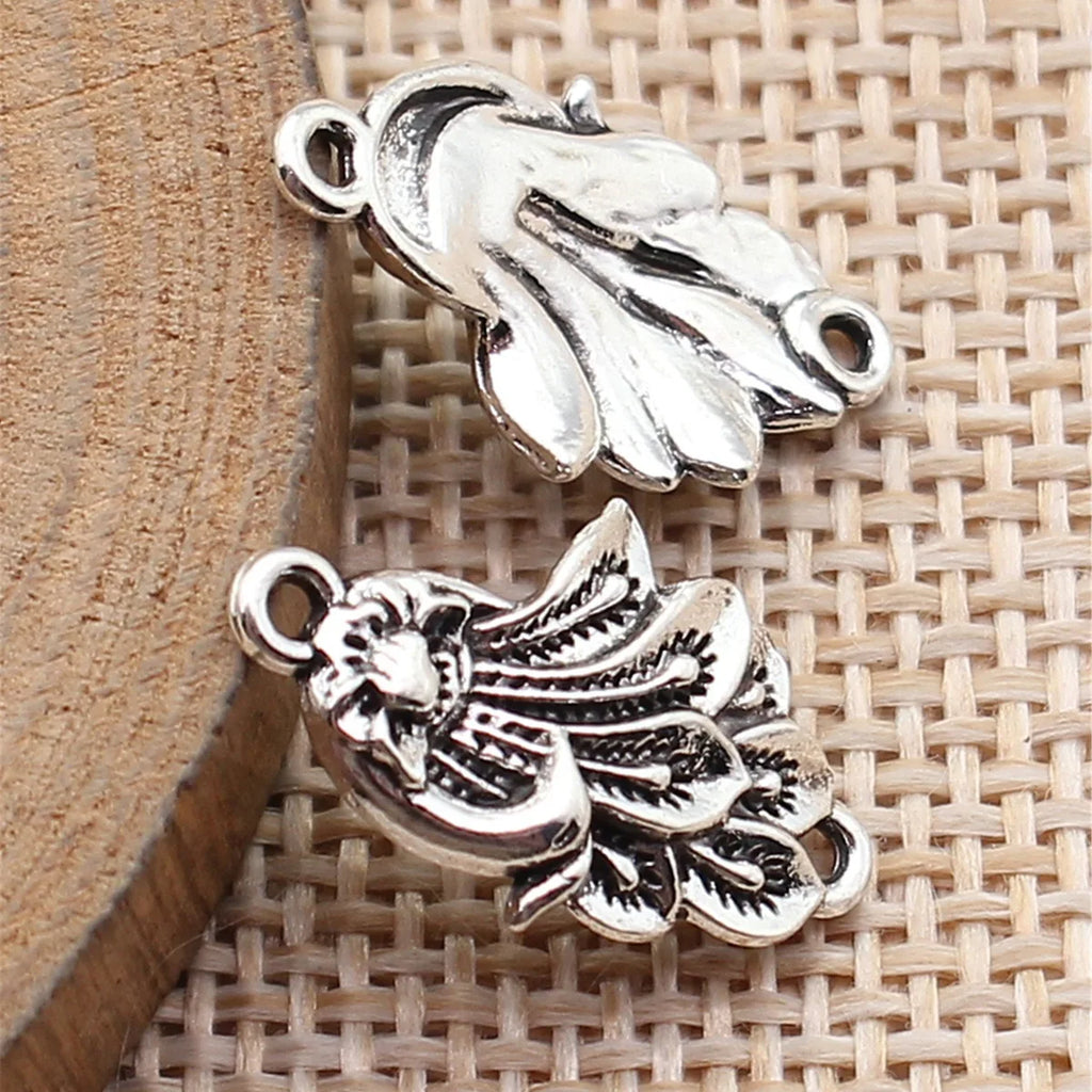19x12mm 0.89g Antique Silver Zinc Alloy Peacock Connector Charm for DIY Bracelet and Necklace Making