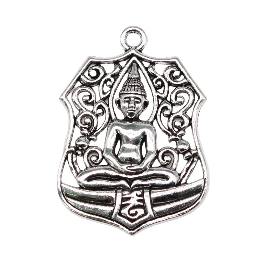 46x33mm 8.7g Antique Silver Zinc Alloy Buddha Charm Pendant for DIY Necklace Bracelet Jewelry Making