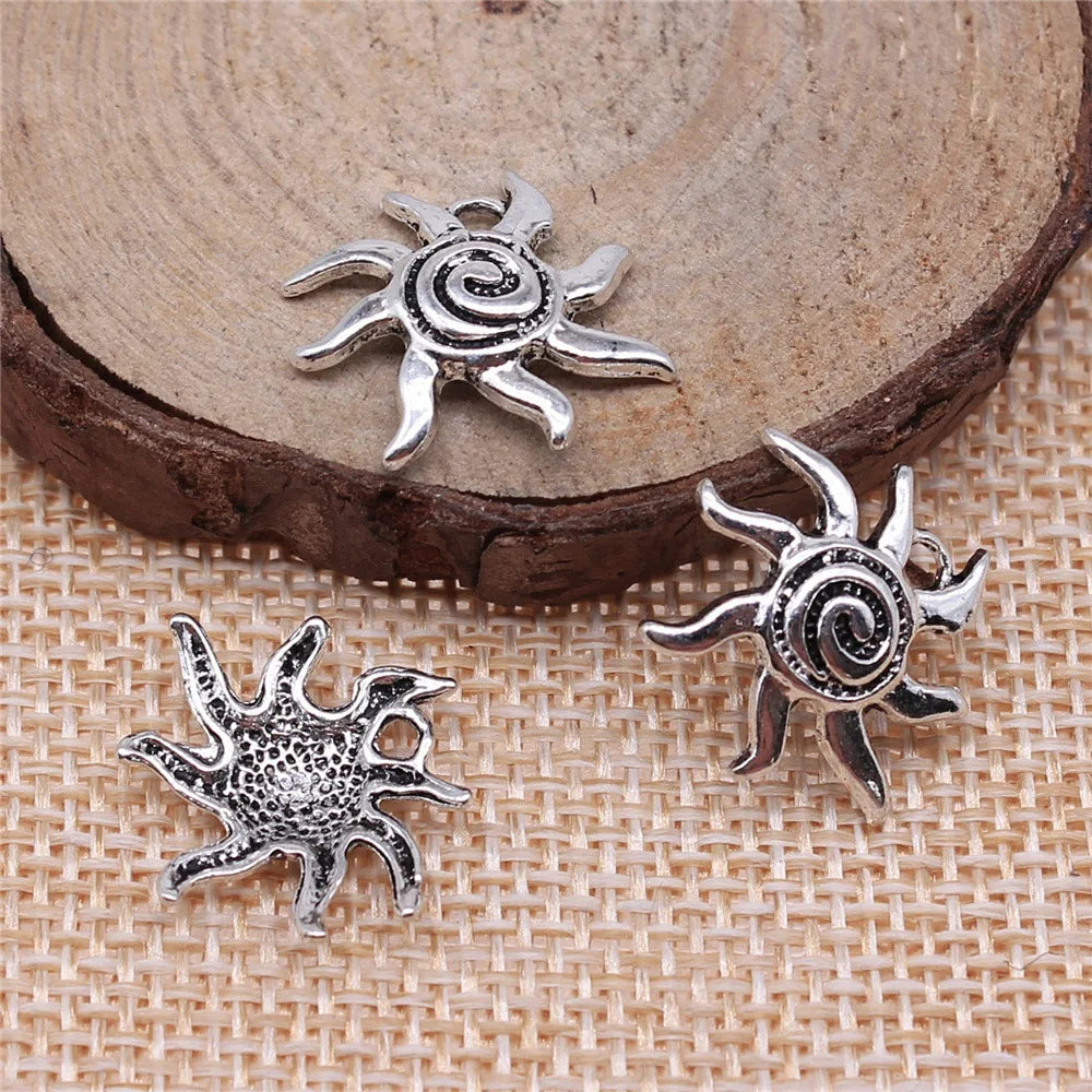 19x17mm 1g Multicolor Zinc Alloy Sun Celestial Charm Pendant for DIY Necklace Bracelet Making