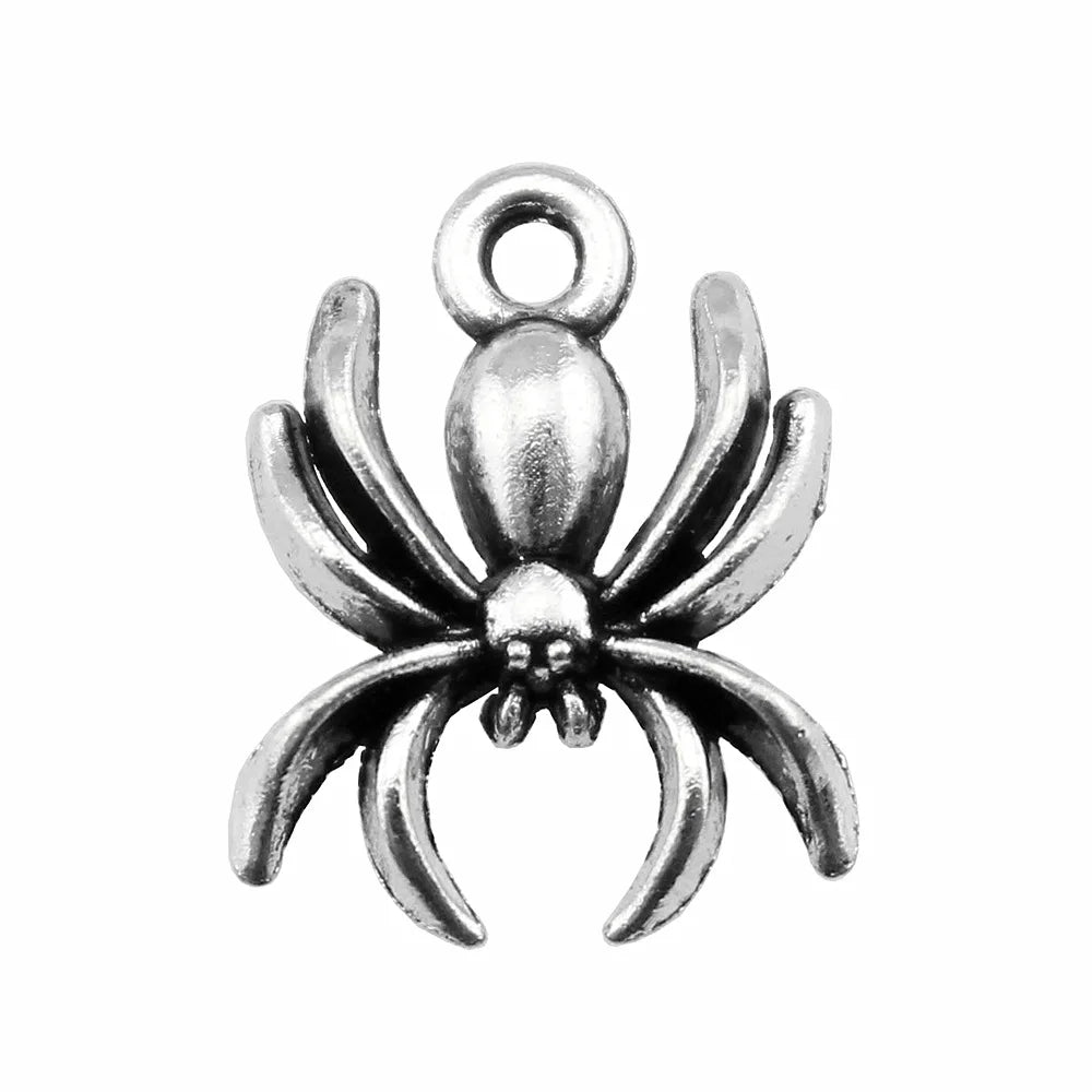 17x13mm 1g Antique Silver Zinc Alloy Spider Charm Pendant for DIY Necklace Bracelet Making