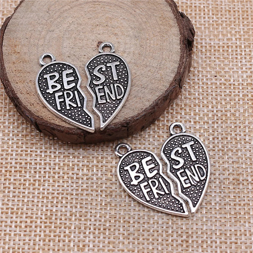 29x25mm 3.7g Zinc Alloy Best Friend Heart Puzzle Charm Pendant for DIY Necklace Jewelry Making