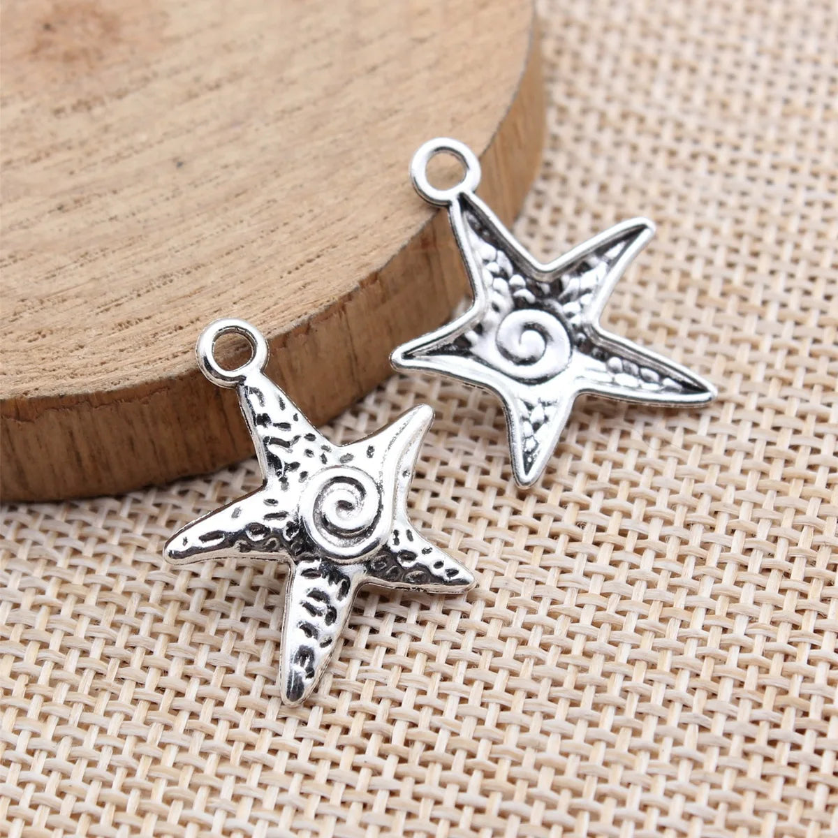 23x20mm 1.2g Multi Color Zinc Alloy Spiral Starfish Charm Pendant for DIY Ocean Jewelry Making