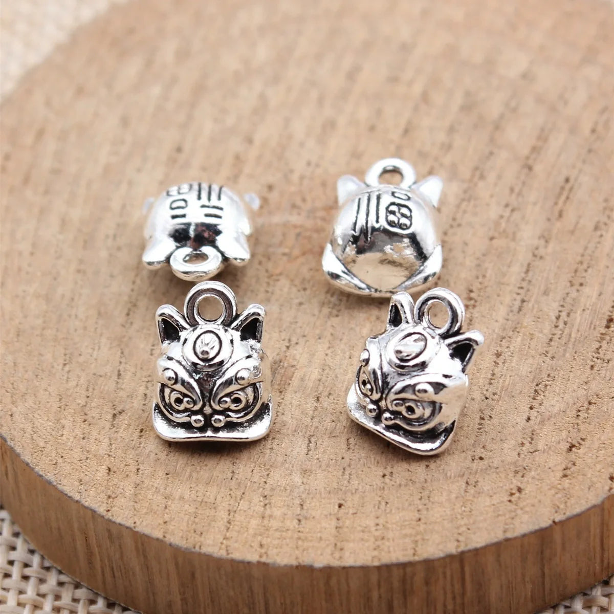 11x8.9x7.3mm 1.75g Antique Silver Zinc Alloy Chinese Lion Dance Charm Pendant for DIY Jewelry Accessories
