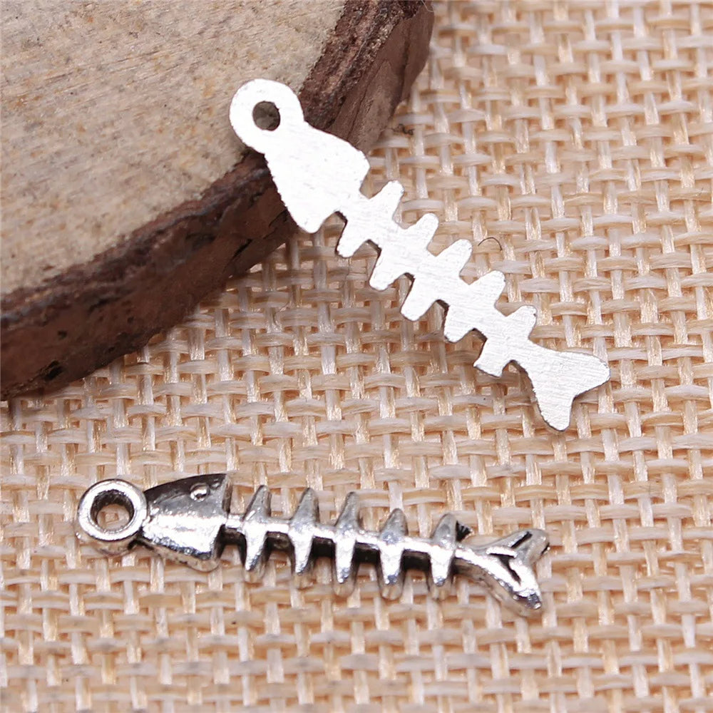 23x5mm 0.6g Multicolor zinc alloy Fish Bone charm pendant for necklace bracelet DIY jewelry making