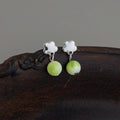 Handmade Natural Stone Geometric Flower Drop Earrings Forest Style Summer Jewelry For Women