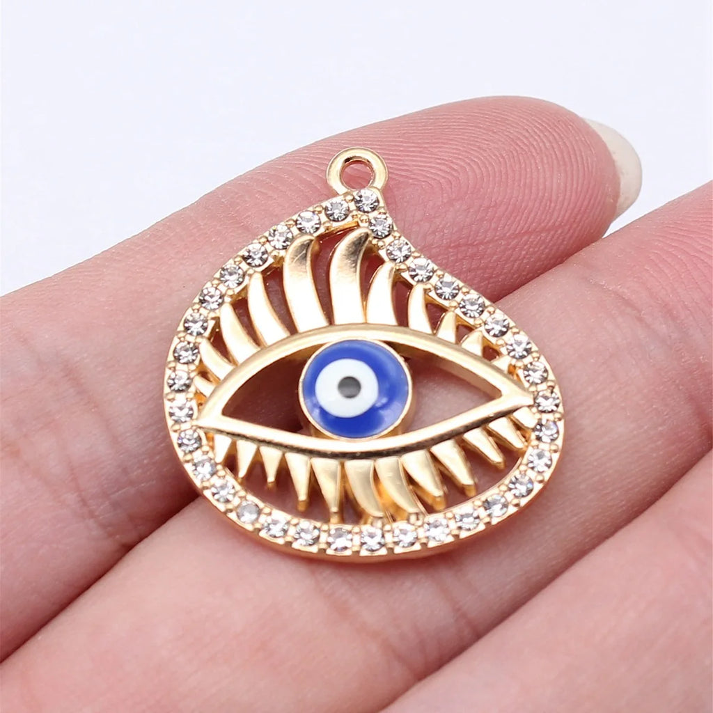 25x27mm 3.5g KC Gold Zinc Alloy Evil Eye Charm Pendant for DIY Necklace Bracelet Jewelry Making