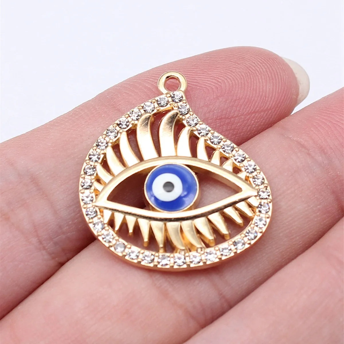 25x27mm 3.5g KC Gold Zinc Alloy Evil Eye Charm Pendant for DIY Necklace Bracelet Jewelry Making