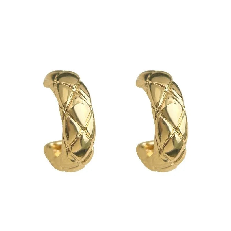 14K Plated Metal Geometric Ring Drop Earrings, Minimalist Luxury Office Jewelry