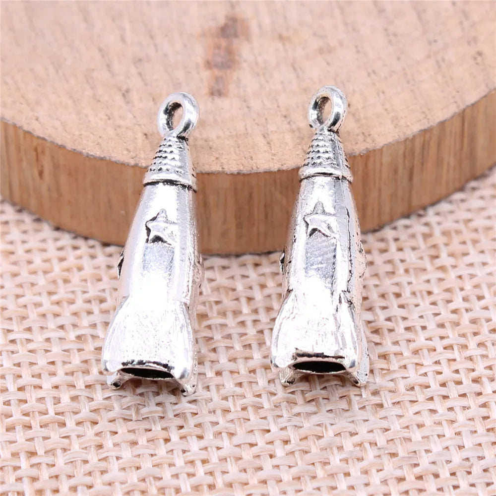 24x9x9mm 3g Multicolor Zinc Alloy Rocket Charm Pendant for DIY Bracelet Necklace Jewelry Making