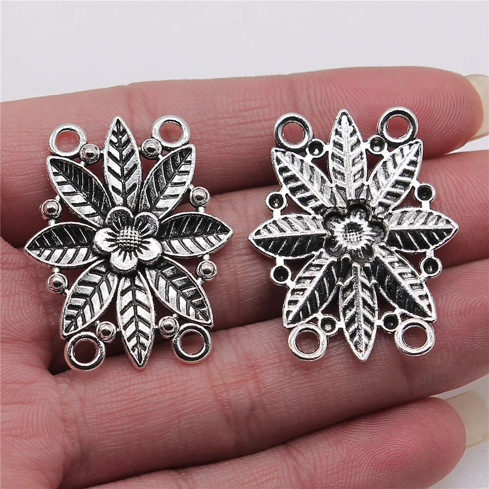 28x35mm 3g Antique Silver Zinc Alloy Four Hole Body Chain Connector Charm for DIY Jewelry Making