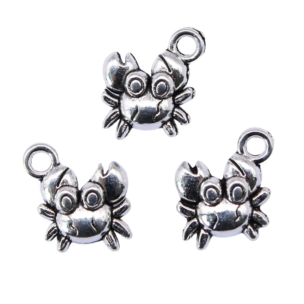 12x11mm 1g Multicolor Zinc Alloy Crab Charm Pendant for DIY Necklace Bracelet Jewelry Making
