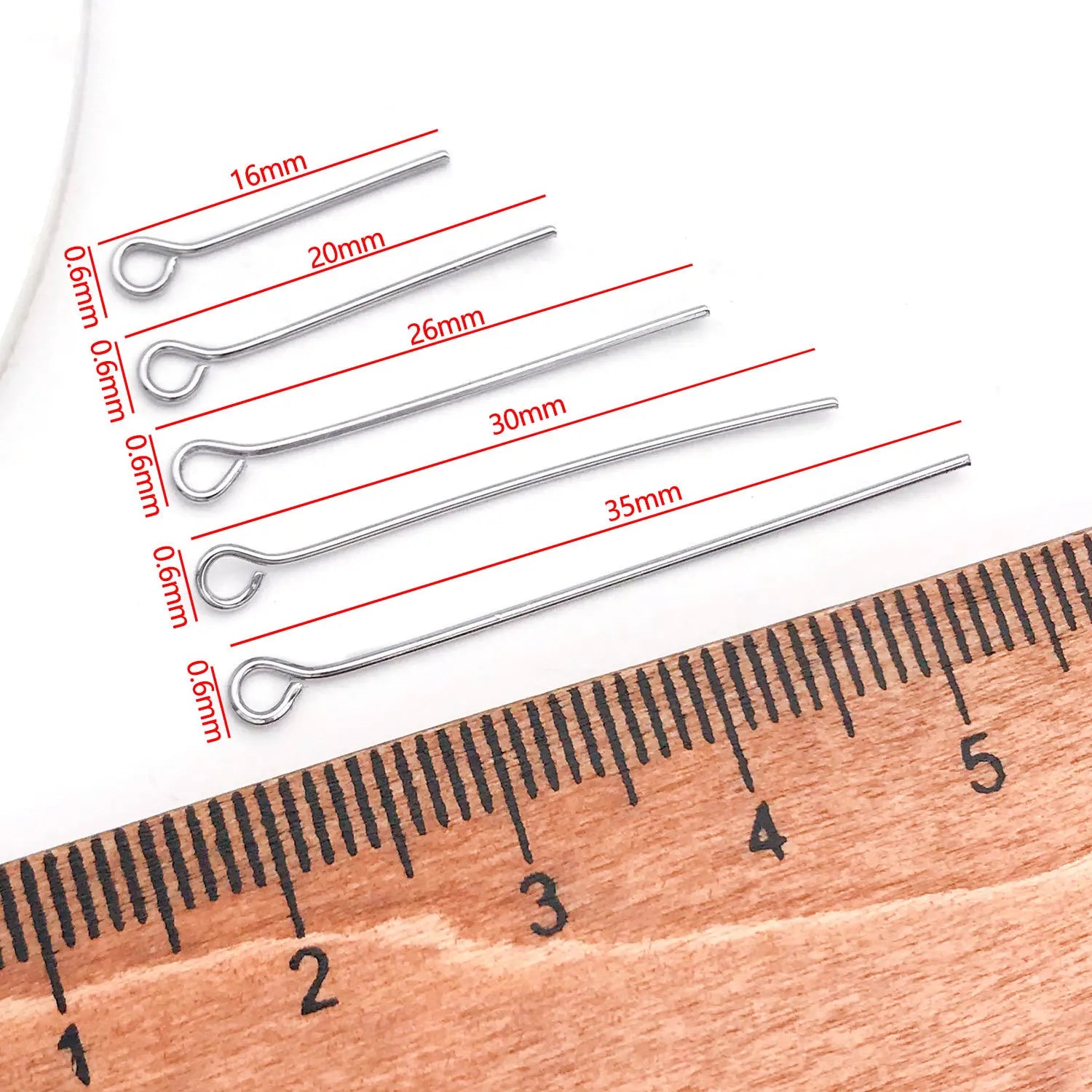 18K Gold Plated Copper Eye Pins and Head Pins for DIY Beaded Bracelets Necklaces