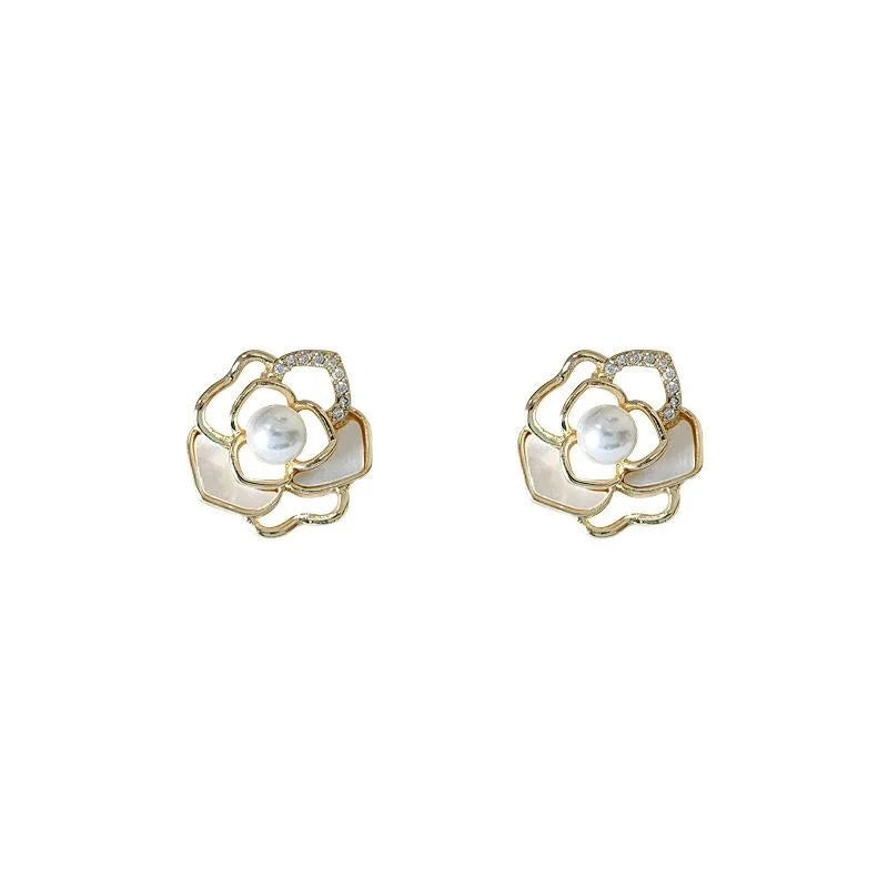 Light Luxury Geometric Pearl Stud Earrings Eco Friendly Copper Minimalist Fashion Jewelry
