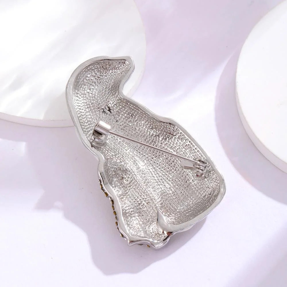 Cute Enamel Polar Bear And Cub Brooch With Rhinestones, Elegant Animal Lapel Pin Gift For Coat