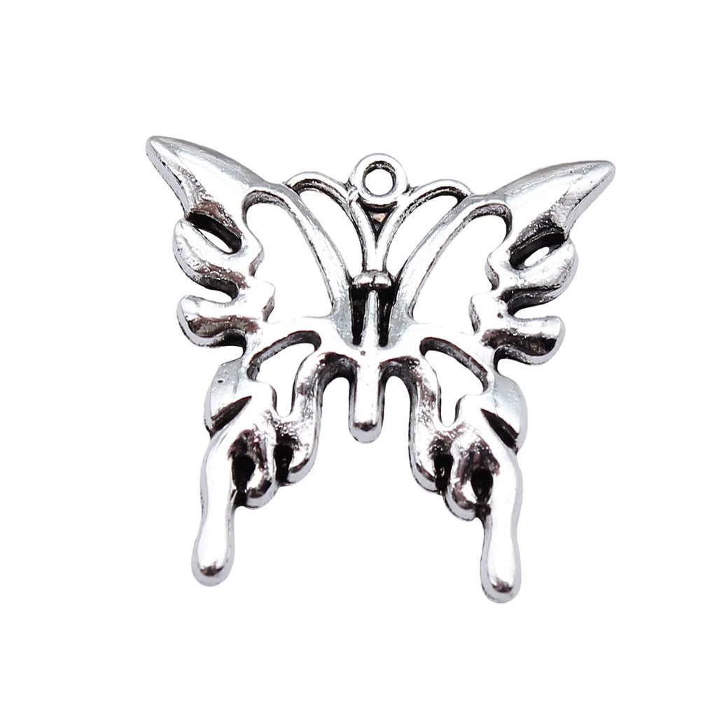 25x25mm 2.7g Multicolor Zinc Alloy Flame Butterfly Charm Pendant for DIY Necklace Bracelet Making