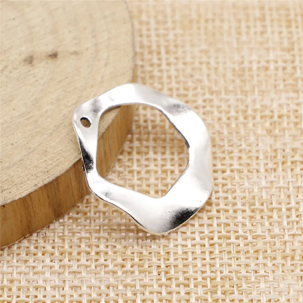 24x25mm 1.6g Multicolor Zinc Alloy Irregular Ring Earring Charms Pendants for DIY Earrings Jewelry Making