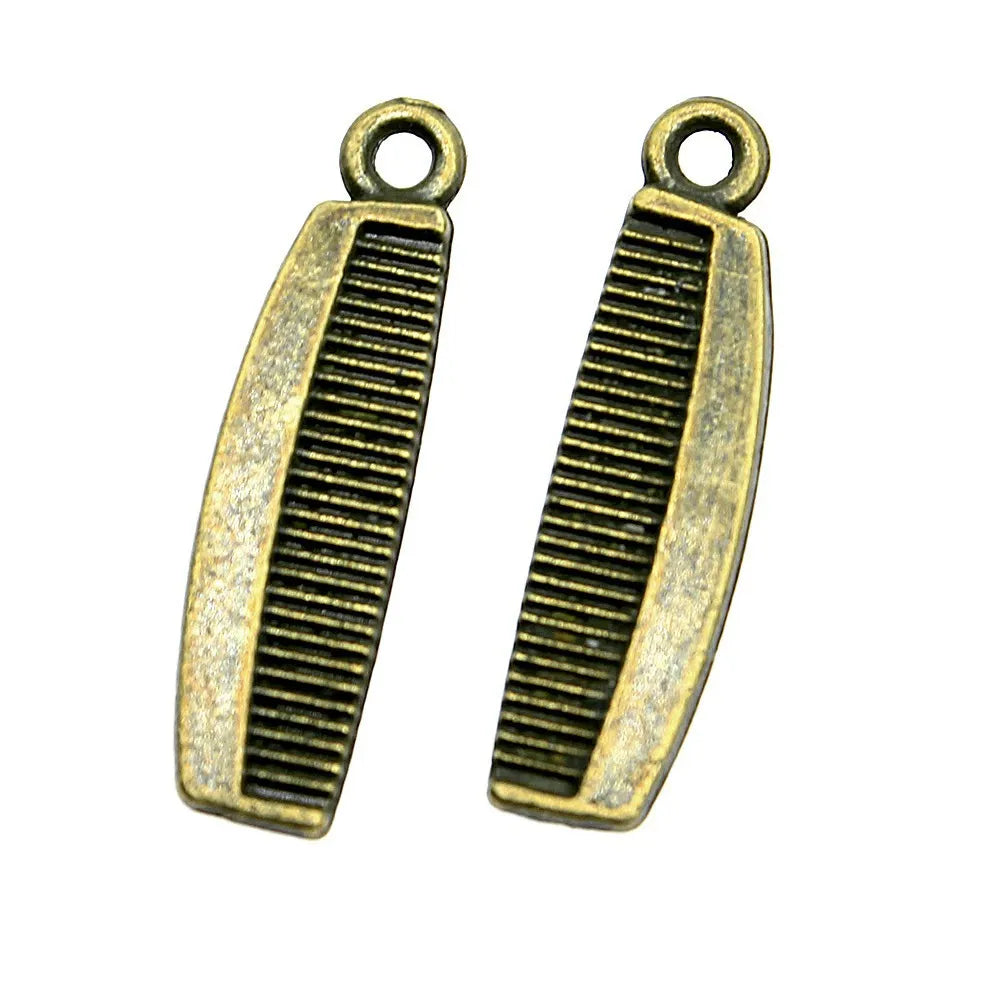 16x7mm 1.3g Multicolor Zinc Alloy Comb Charm Pendant for DIY Hair Salon Theme Jewelry Making