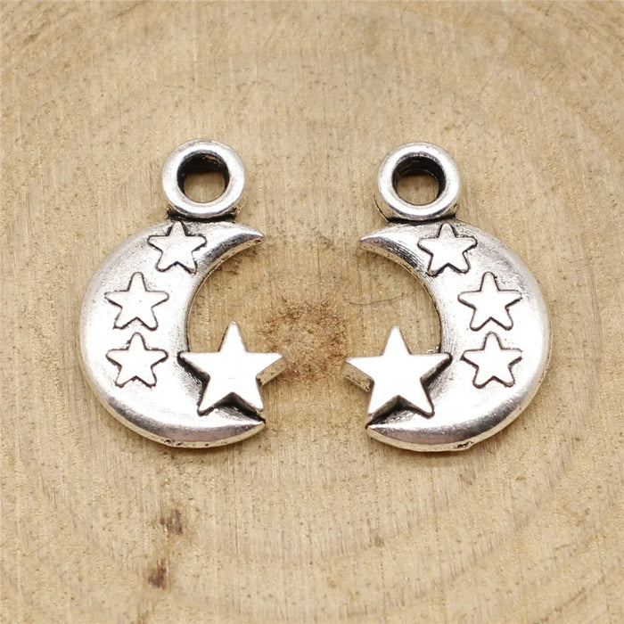 21x14x3mm 2.7g Multicolor Zinc Alloy Moon Star Celestial Charm Pendant for DIY Necklace Bracelet Making