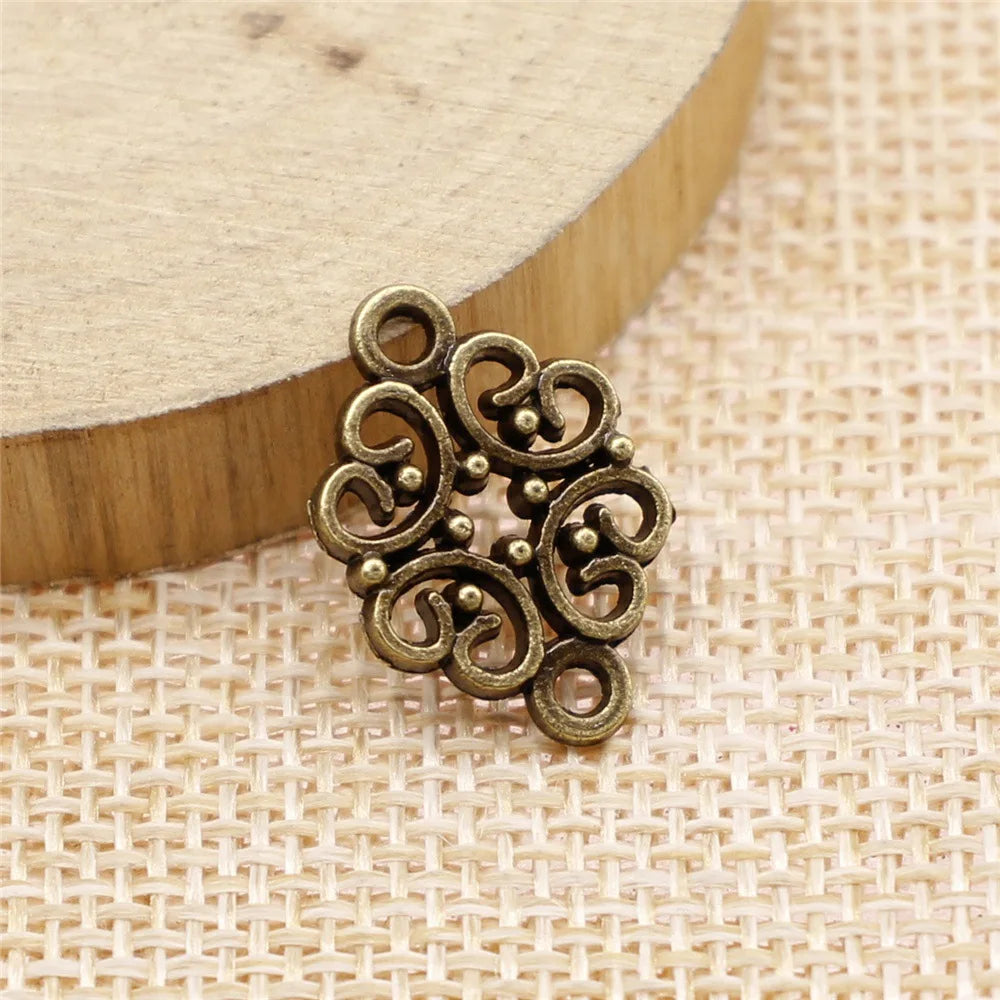 20x13mm 1.1g Multicolor Zinc Alloy Flower Filigree Connector Charm for DIY Earrings Jewelry Making
