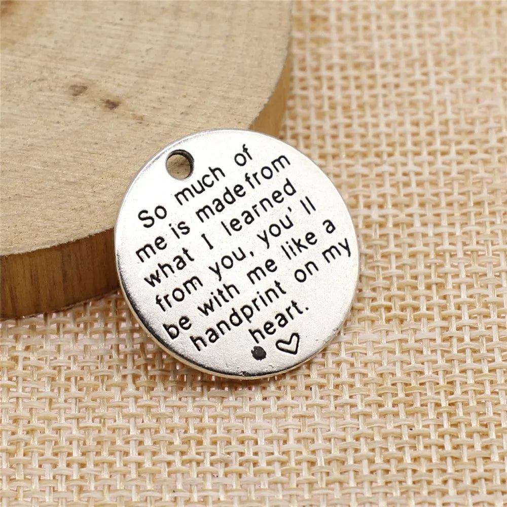 25x25mm 3.9g Antique Silver Zinc Alloy English Word Tag Charm Pendant for DIY Bracelet Necklace Making