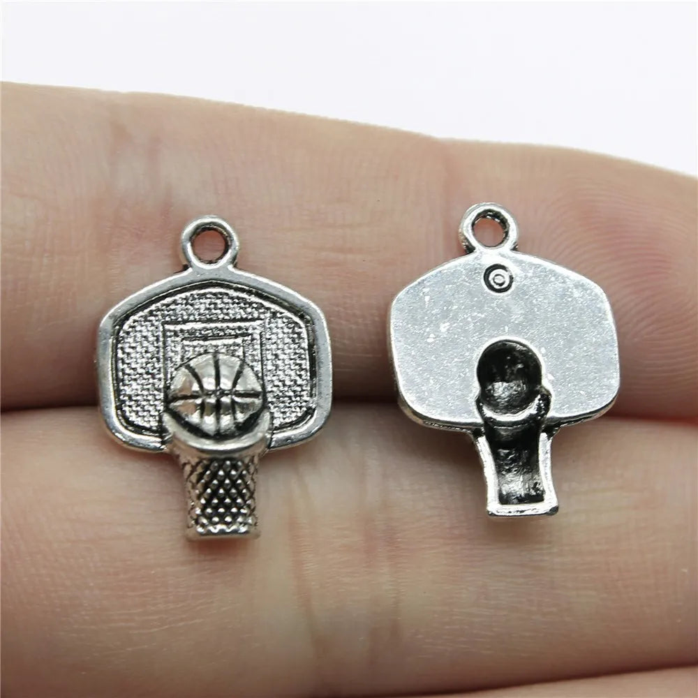 20x15mm 1.5g Multicolor Zinc Alloy Basketball Hoop Charm Pendant for DIY Bracelet Necklace Jewelry