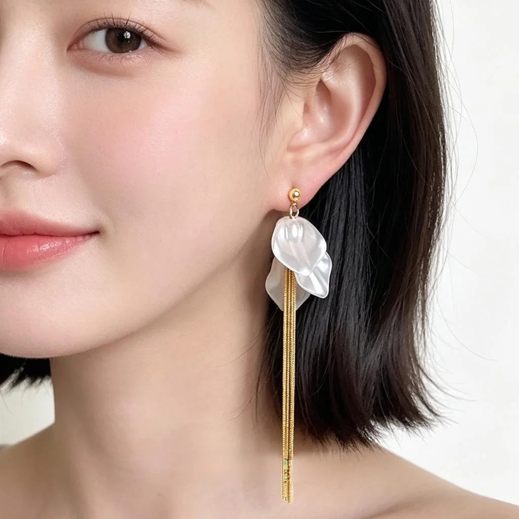 Handmade Eco-Friendly Copper Floral Tassel Drop Earrings For Women, Long Artsy Sweet Style