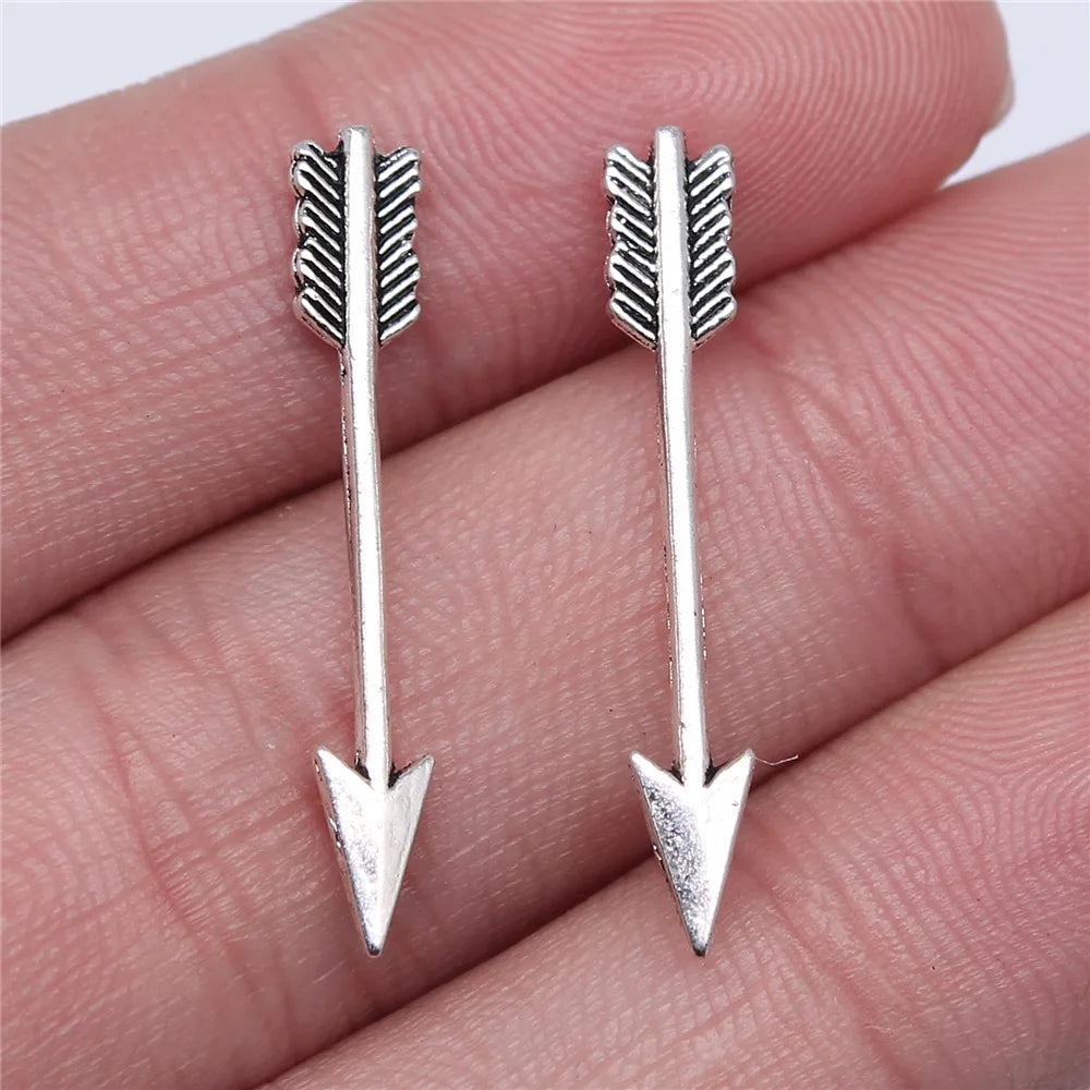 30x5mm 0.6g Antique Silver Zinc Alloy Bow and Arrow Charm Pendant for DIY Jewelry Making