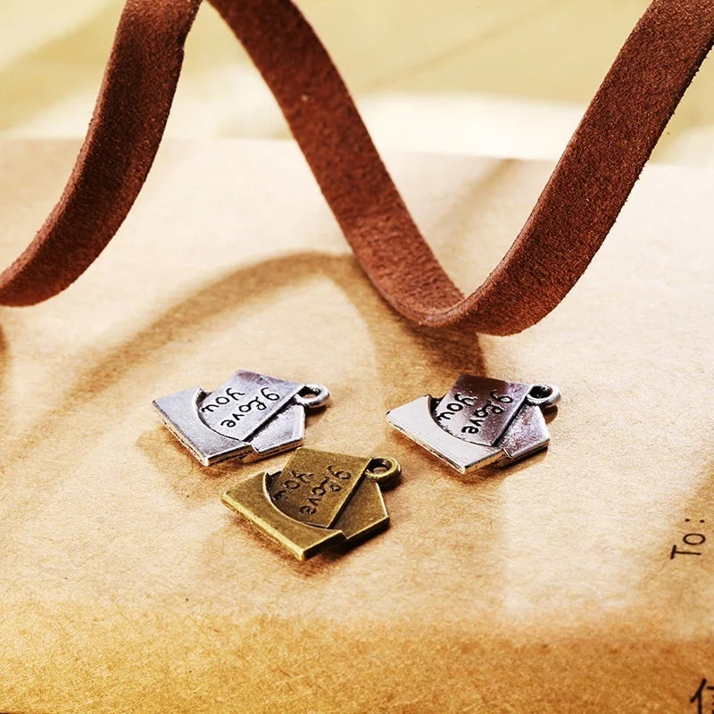 18x16MM Antique Silver Zinc Alloy Love Letter Charm Pendant for DIY Necklace Bracelet Jewelry Making