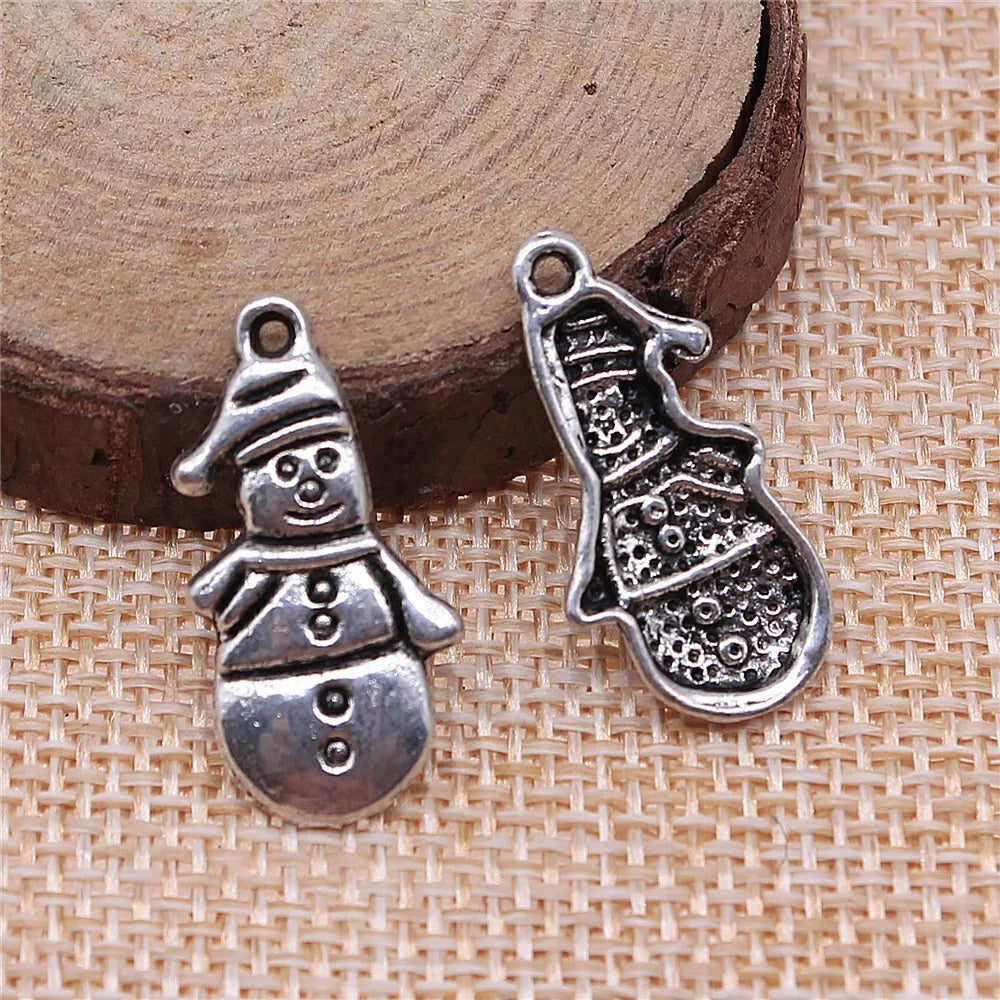 25x12mm 1.1g Multicolor Zinc Alloy Snowman Charm Pendant for Christmas Bracelet Necklace Making