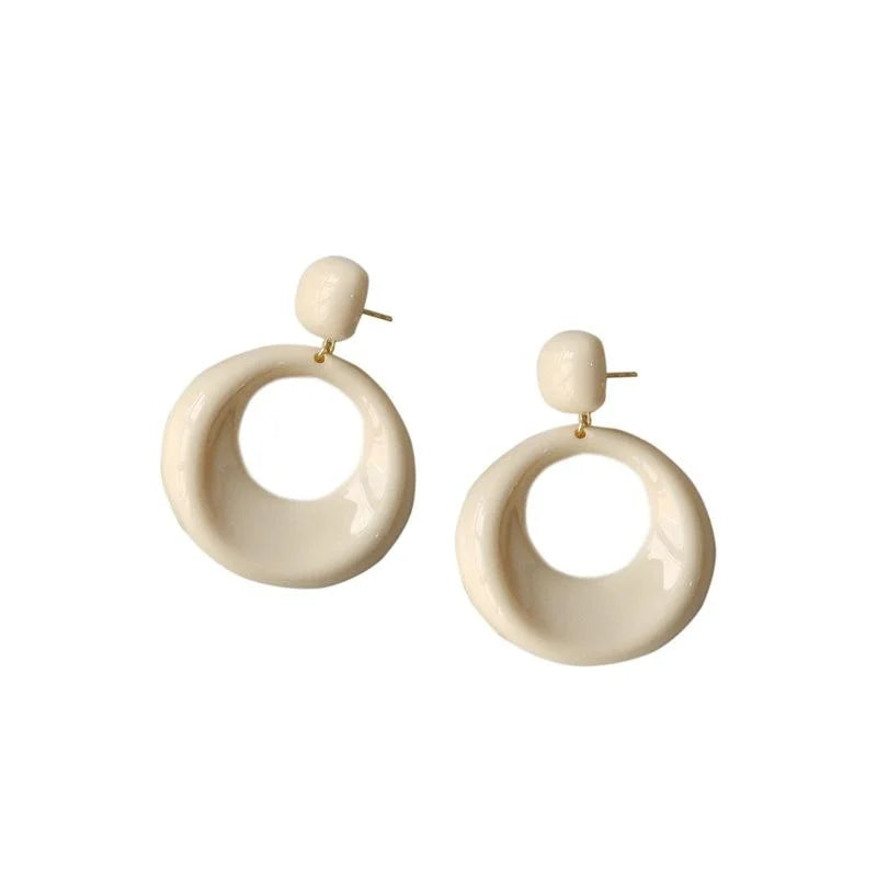 French Vintage Acrylic Round Hoop Drop Earrings Elegant Statement Jewelry