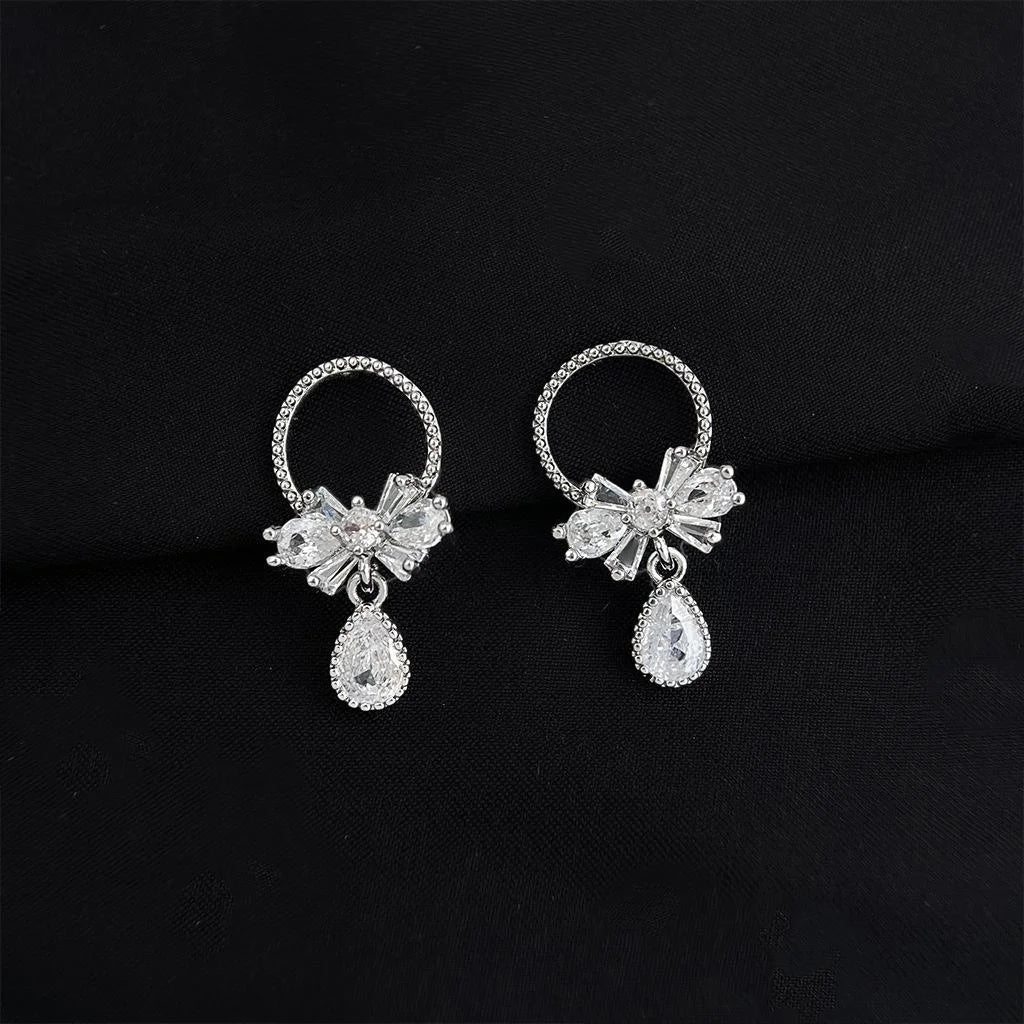 Gold Plated Copper Butterfly Zircon Micro Pave Clip On Drop Earrings High End Spiral Design