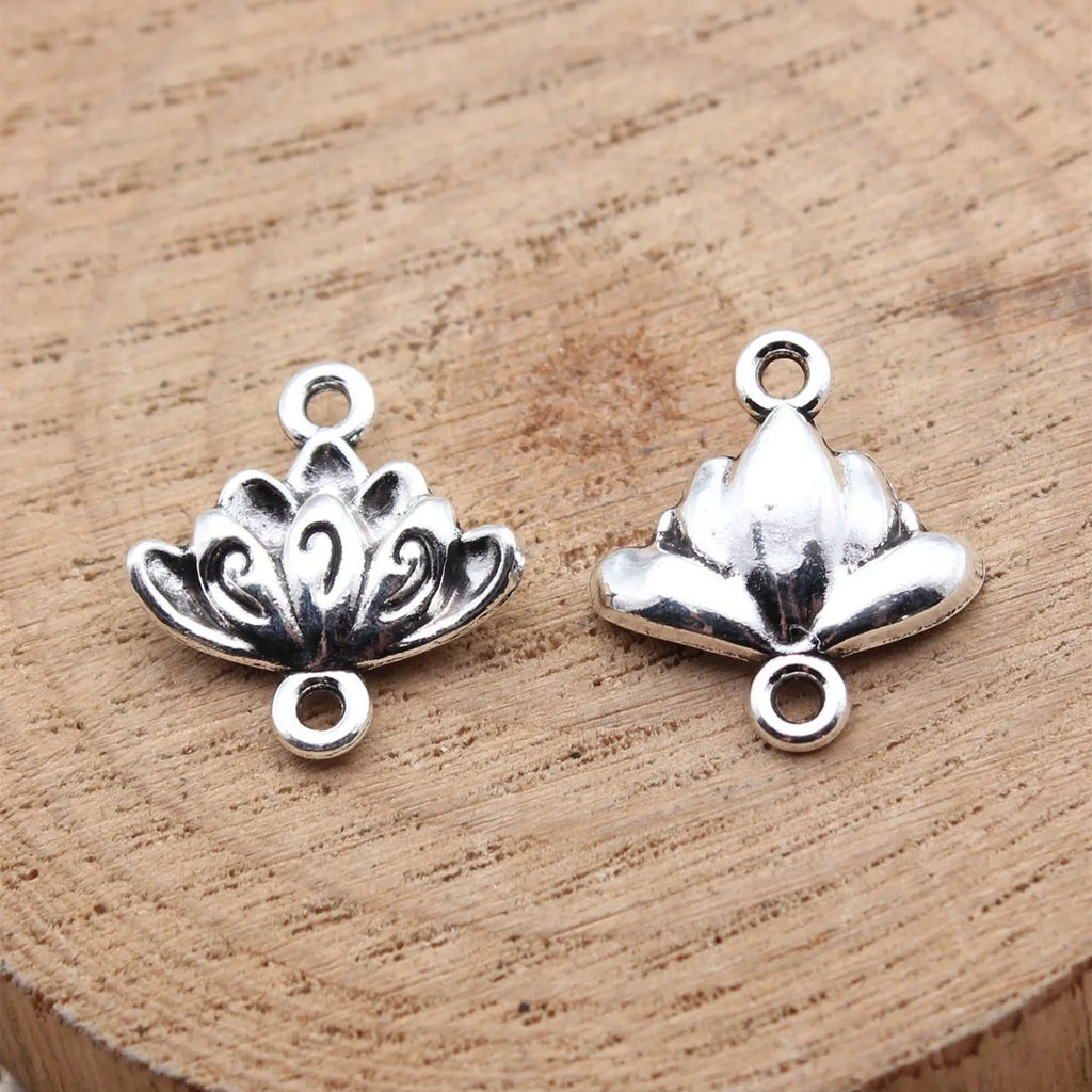 16x15mm 1.39g Antique Silver Zinc Alloy Lotus Connector Charm for DIY Necklace Bracelet Making