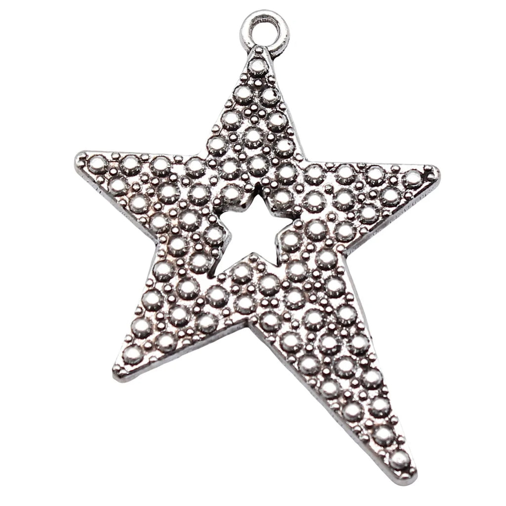 41x30mm 4.4g Antique Silver Zinc Alloy Star Charm Pendant for DIY Vintage Jewelry Making