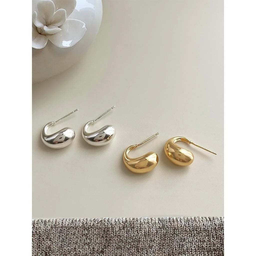 14K Gold Plated Copper Geometric Waterdrop Stud Earrings Minimalist Luxury Fashion Jewelry